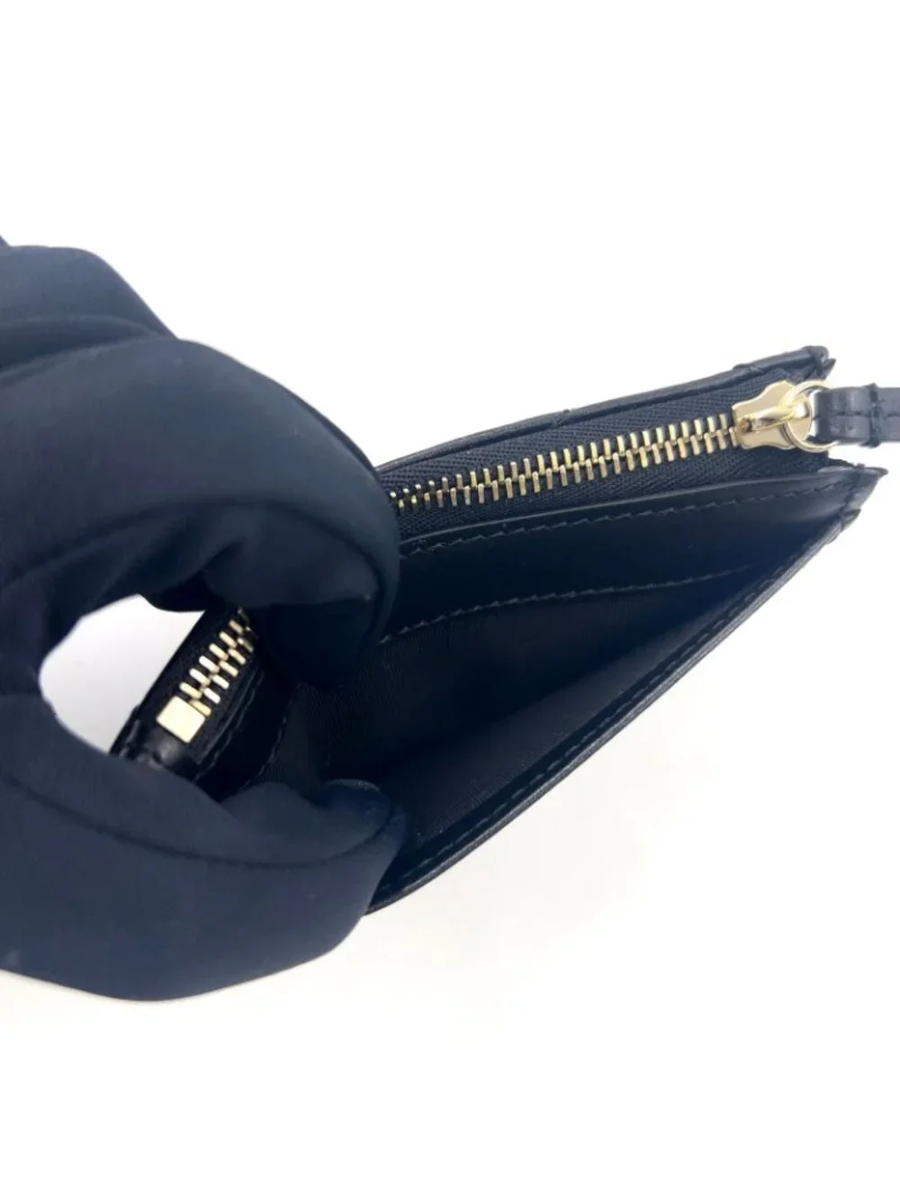 Gucci GG Marmont Leather Black Coin Case Gold With